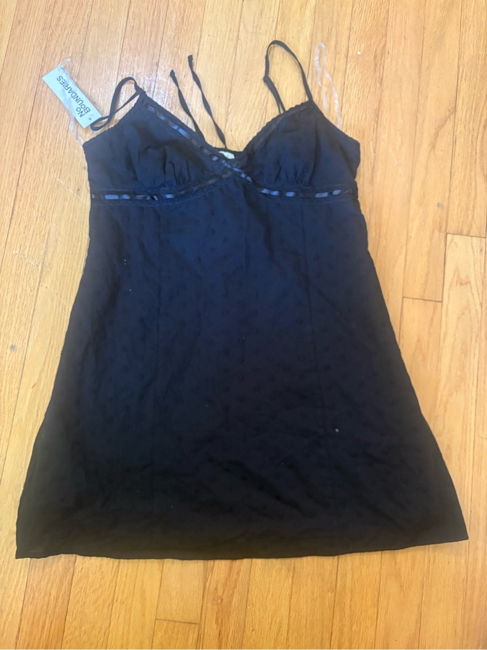 No Boundaries Black Lace-Accent Mini Slip Dress